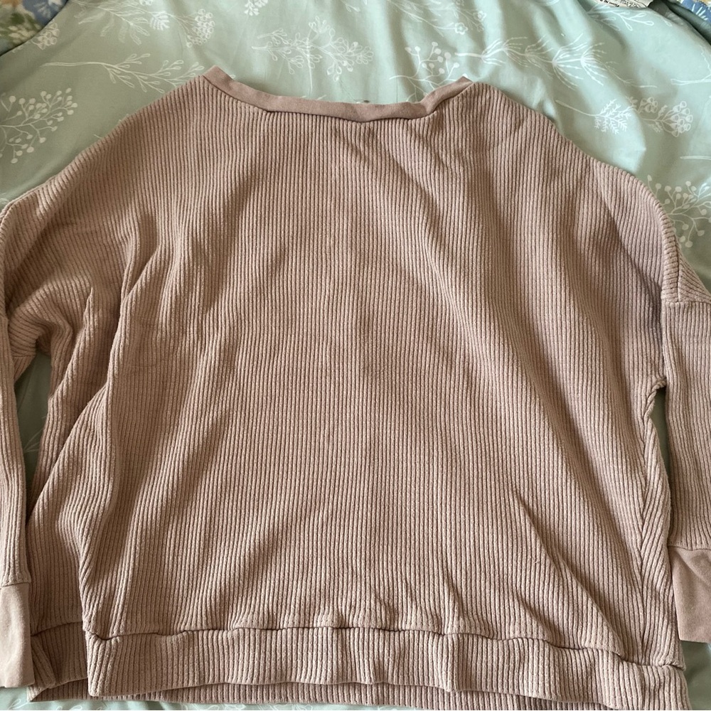 Women's Ribbed Pink off shoulder Sweater